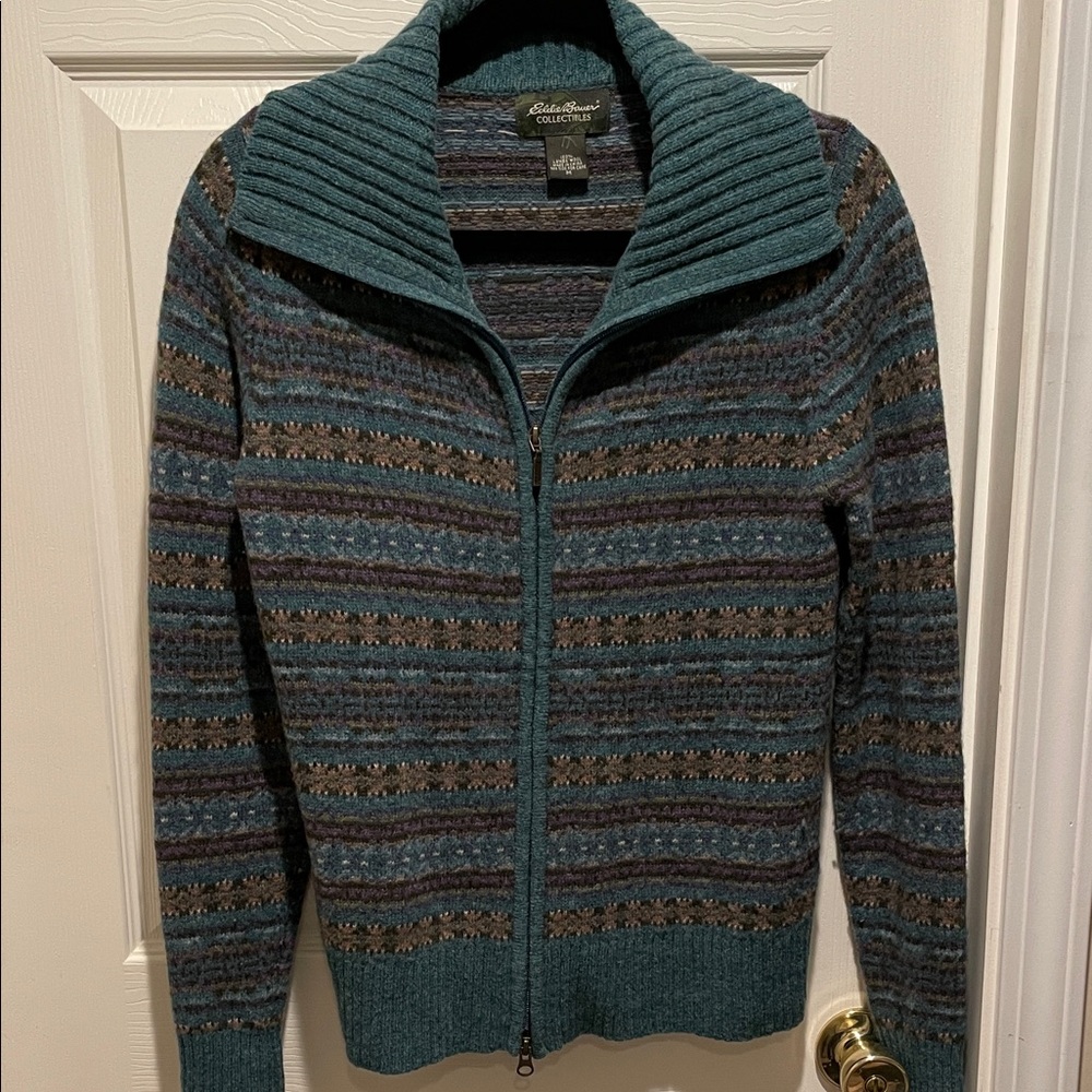 Eddie Bauer collectibles wool zip up cardigan sweater